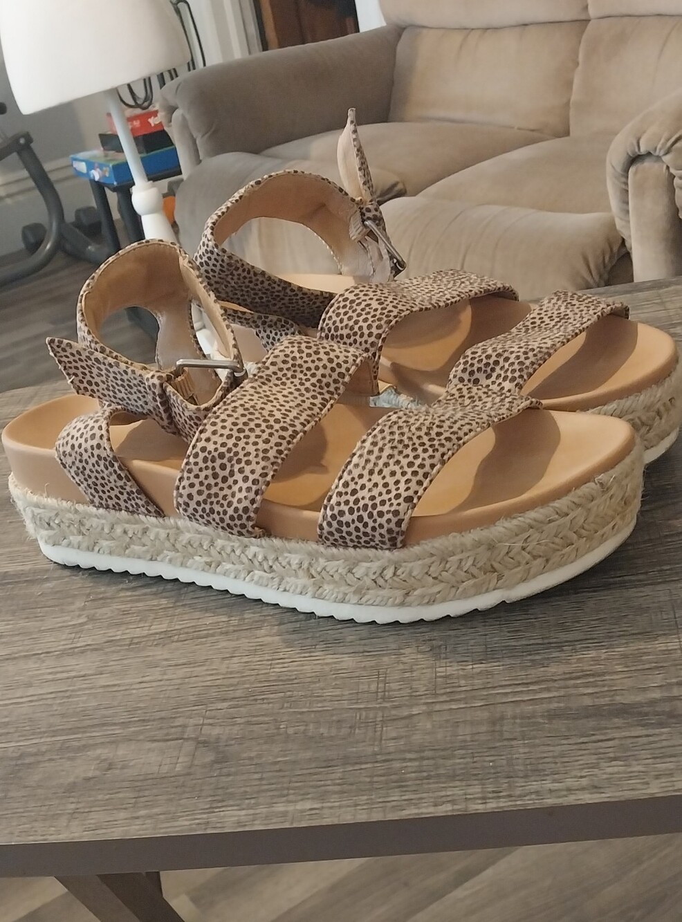 Universal Thread Wedge Sandals with Leopard Taupe Straps